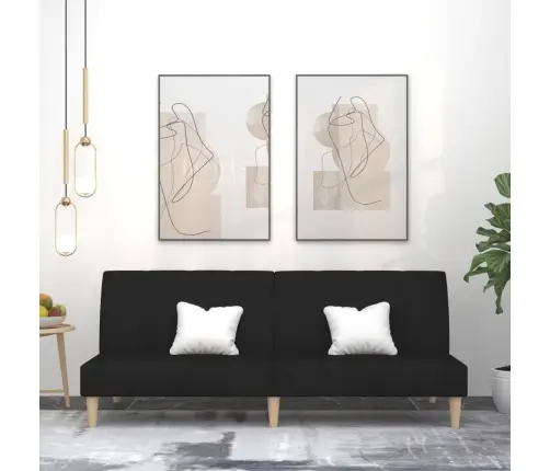 2-Vietīga Dīvāngulta, Melns Audums Vidaxl