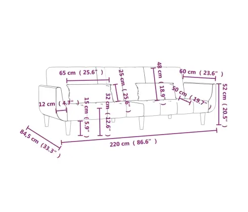 2-Vietīga Dīvāngulta Ar Diviem Spilveniem, Melns Audums Vidaxl