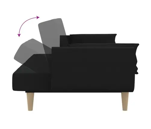 2-Vietīga Dīvāngulta Ar Diviem Spilveniem, Melns Audums Vidaxl