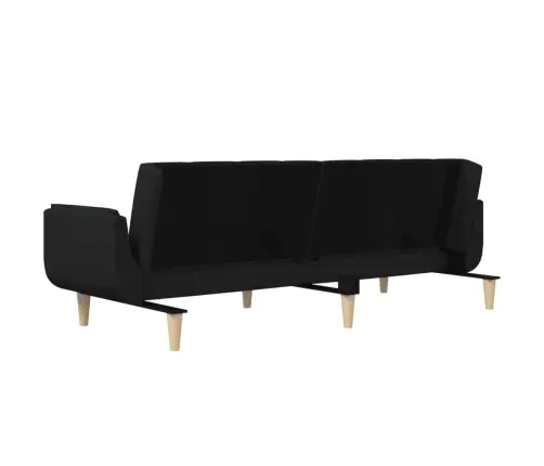 2-Vietīga Dīvāngulta Ar Diviem Spilveniem, Melns Audums Vidaxl