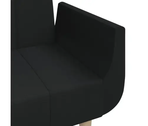 2-Vietīga Dīvāngulta Ar Diviem Spilveniem, Melns Audums Vidaxl