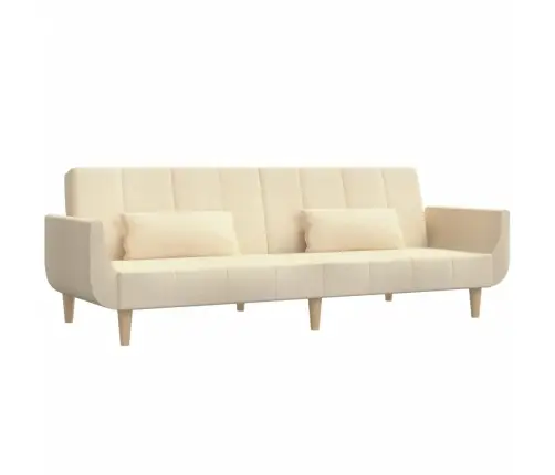 2-Vietīga Dīvāngulta Ar Diviem Spilveniem, Krēmkrāsas Audums Vidaxl