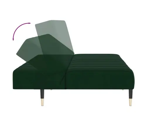 2-Vietīga Dīvāngulta, Tumši Zaļš Samts Vidaxl