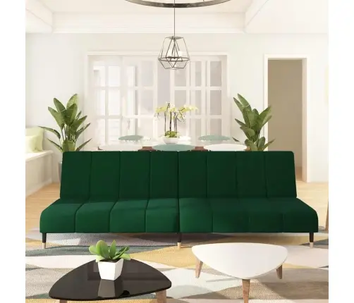 2-Vietīga Dīvāngulta, Tumši Zaļš Samts Vidaxl