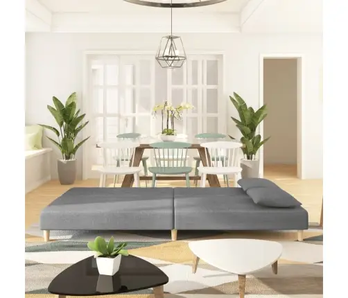 2-Vietīga Dīvāngulta Ar Diviem Spilveniem, Gaiši Pelēks Audums Vidaxl 2-Vietīga Dīvāngulta Ar Diviem Spilveniem, Gaiši Pelēks Audums Vidaxl