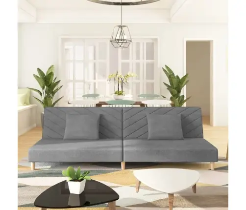 2-Vietīga Dīvāngulta Ar Diviem Spilveniem, Gaiši Pelēks Audums Vidaxl 2-Vietīga Dīvāngulta Ar Diviem Spilveniem, Gaiši Pelēks Audums Vidaxl