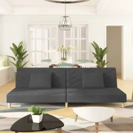 2-Vietīga Dīvāngulta Ar Diviem Spilveniem, Tumši Pelēks Audums Vidaxl