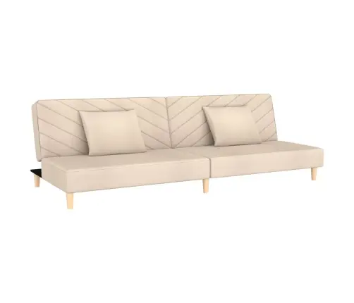 2-Vietīga Dīvāngulta Ar Diviem Spilveniem, Krēmkrāsas Audums Vidaxl