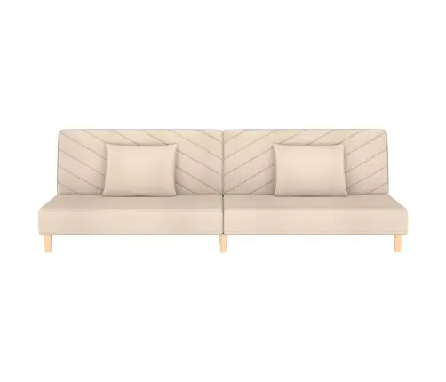 2-Vietīga Dīvāngulta Ar Diviem Spilveniem, Krēmkrāsas Audums Vidaxl
