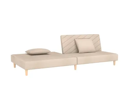 2-Vietīga Dīvāngulta Ar Diviem Spilveniem, Krēmkrāsas Audums Vidaxl
