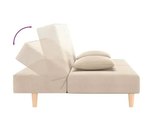 2-Vietīga Dīvāngulta Ar Diviem Spilveniem, Krēmkrāsas Audums Vidaxl