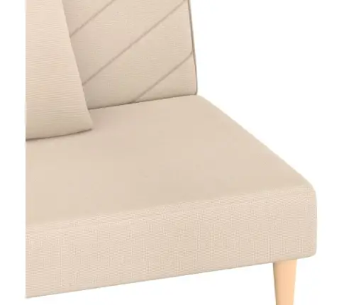 2-Vietīga Dīvāngulta Ar Diviem Spilveniem, Krēmkrāsas Audums Vidaxl