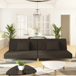 2-Vietīga Dīvāngulta Ar Diviem Spilveniem, Brūns Audums Vidaxl 2-Vietīga Dīvāngulta Ar Diviem Spilveniem, Brūns Audums Vidaxl