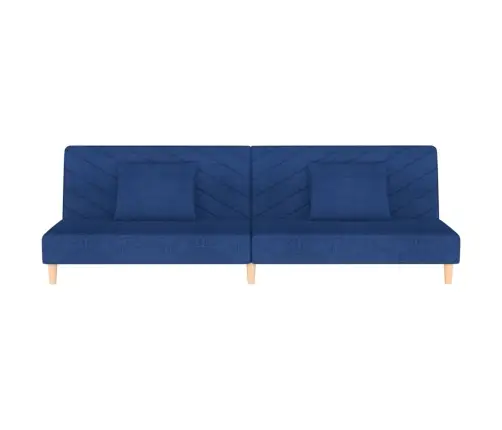 2-Vietīga Dīvāngulta Ar Diviem Spilveniem, Zils Audums Vidaxl