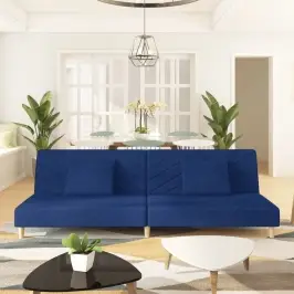 2-Vietīga Dīvāngulta Ar Diviem Spilveniem, Zils Audums Vidaxl 2-Vietīga Dīvāngulta Ar Diviem Spilveniem, Zils Audums Vidaxl