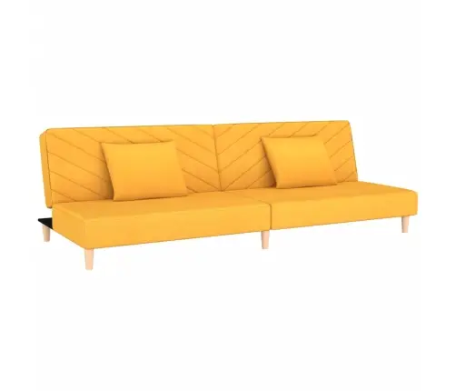 Dvivietė Sofa-Lova Su Dvejomis Pagalvėmis, Geltona, Audinys