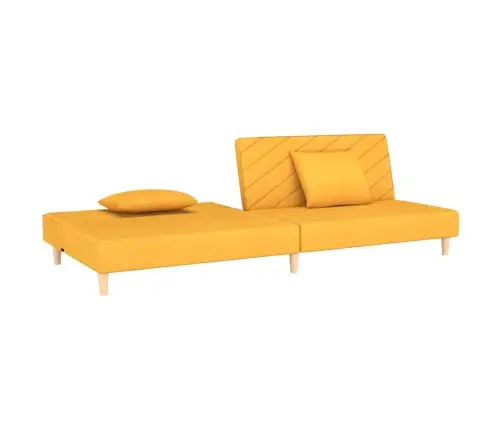 Dvivietė Sofa-Lova Su Dvejomis Pagalvėmis, Geltona, Audinys
