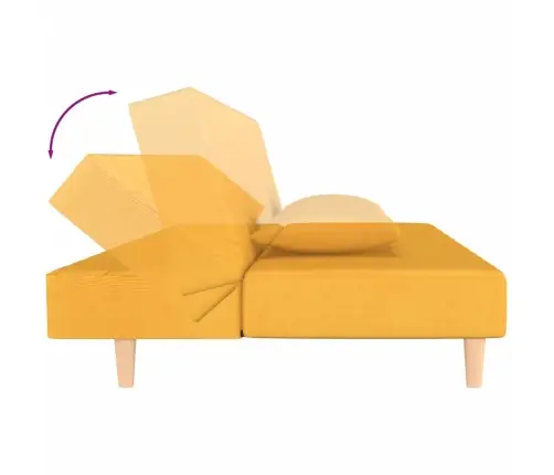 Dvivietė Sofa-Lova Su Dvejomis Pagalvėmis, Geltona, Audinys