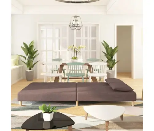 Dvivietė Sofa-Lova Su Dvejomis Pagalvėmis, Taupe, Audinys