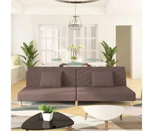 Dvivietė Sofa-Lova Su Dvejomis Pagalvėmis, Taupe, Audinys