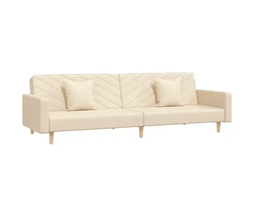 Dvivietė Sofa-Lova Su Dvejomis Pagalvėmis, Kreminė, Audinys