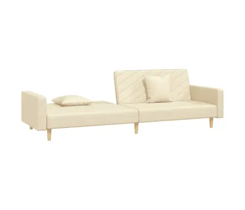 Dvivietė Sofa-Lova Su Dvejomis Pagalvėmis, Kreminė, Audinys