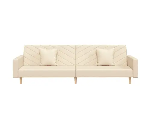 Dvivietė Sofa-Lova Su Dvejomis Pagalvėmis, Kreminė, Audinys