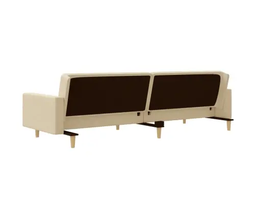 Dvivietė Sofa-Lova Su Dvejomis Pagalvėmis, Kreminė, Audinys