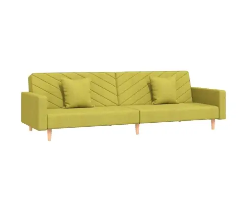 2-Vietīga Dīvāngulta Ar Diviem Spilveniem, Zaļš Audums Vidaxl