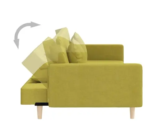 2-Vietīga Dīvāngulta Ar Diviem Spilveniem, Zaļš Audums Vidaxl