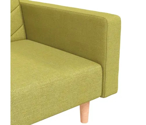 2-Vietīga Dīvāngulta Ar Diviem Spilveniem, Zaļš Audums Vidaxl