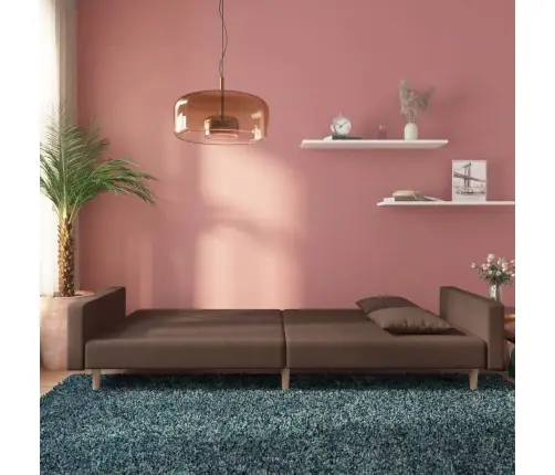 2-Vietīga Dīvāngulta Ar Diviem Spilveniem, Pelēkbrūns Audums Vidaxl