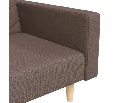 2-Vietīga Dīvāngulta Ar Diviem Spilveniem, Pelēkbrūns Audums Vidaxl