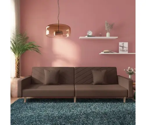 2-Vietīga Dīvāngulta Ar Diviem Spilveniem, Pelēkbrūns Audums Vidaxl