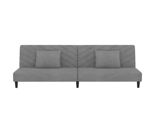 2-Vietīga Dīvāngulta Ar Diviem Spilveniem, Gaiši Pelēks Samts Vidaxl