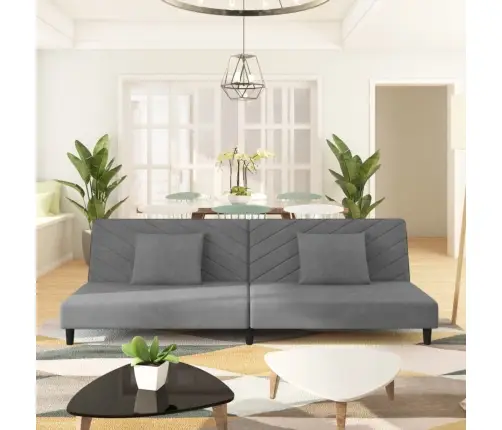 2-Vietīga Dīvāngulta Ar Diviem Spilveniem, Gaiši Pelēks Samts Vidaxl