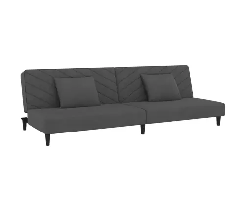 Dvivietė Sofa-Lova Su Dvejomis Pagalvėmis, Pilka, Aksomas