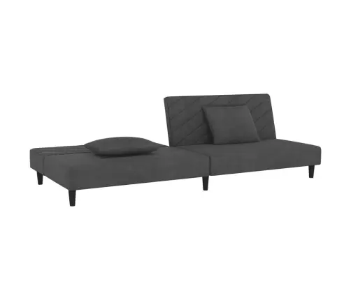 Dvivietė Sofa-Lova Su Dvejomis Pagalvėmis, Pilka, Aksomas