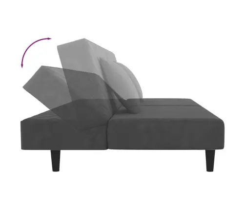 Dvivietė Sofa-Lova Su Dvejomis Pagalvėmis, Pilka, Aksomas