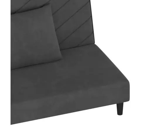 Dvivietė Sofa-Lova Su Dvejomis Pagalvėmis, Pilka, Aksomas