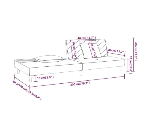 Dvivietė Sofa-Lova Su Dvejomis Pagalvėmis, Pilka, Aksomas
