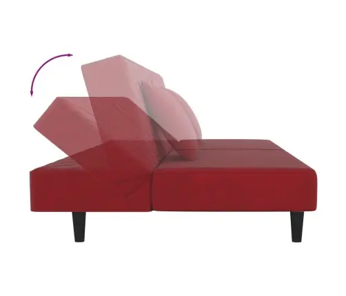 Dvivietė Sofa-Lova Su Dvejomis Pagalvėmis, Vyno, Aksomas