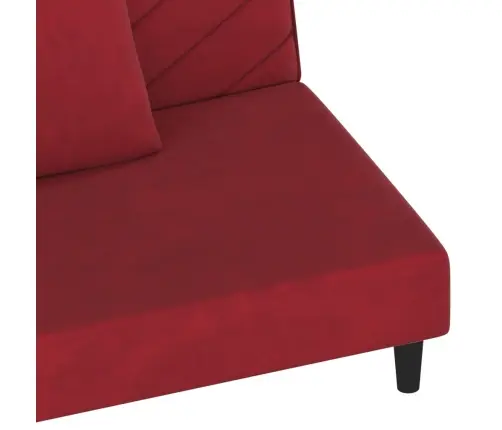 Dvivietė Sofa-Lova Su Dvejomis Pagalvėmis, Vyno, Aksomas