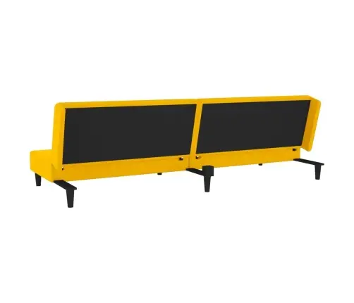 2-Vietīga Dīvāngulta Ar Diviem Spilveniem, Dzeltens Samts Vidaxl