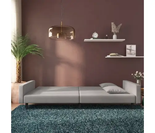 2-Vietīga Dīvāngulta Ar Diviem Spilveniem, Gaiši Pelēks Samts Vidaxl