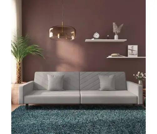 2-Vietīga Dīvāngulta Ar Diviem Spilveniem, Gaiši Pelēks Samts Vidaxl