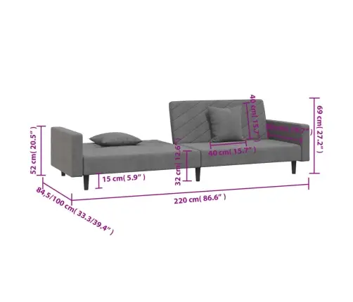 2-Kohaline Diivanvoodi Patjadega, Tumehall, Samet