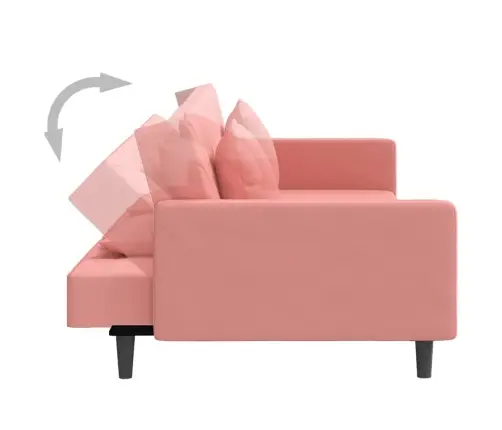 2-Vietīga Dīvāngulta Ar Diviem Spilveniem, Rozā Samts Vidaxl