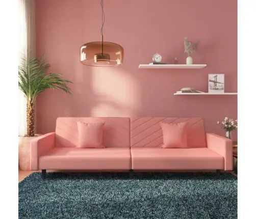 2-Vietīga Dīvāngulta Ar Diviem Spilveniem, Rozā Samts Vidaxl