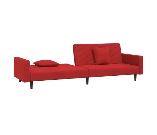 2-Vietīga Dīvāngulta Ar Diviem Spilveniem, Vīnsarkans Samts Vidaxl